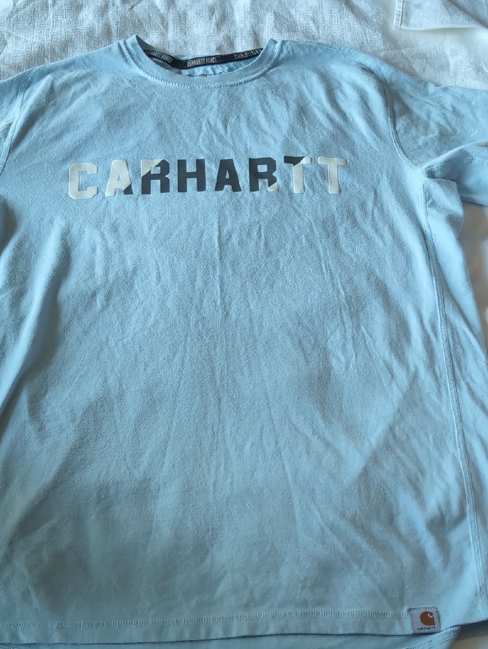 Carhartt mens Light Blue Logo T-Shirt